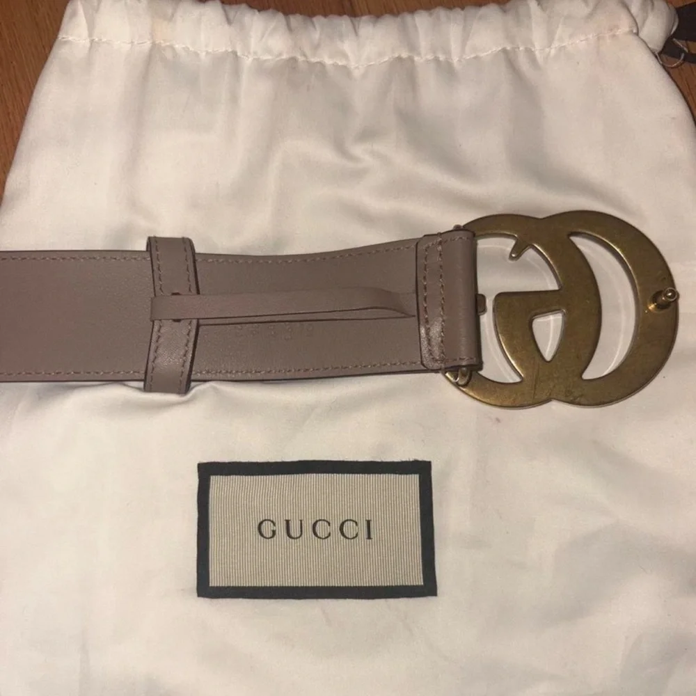 Gucci GG Marmont Wide Belt in Dusty Rose